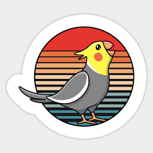 Cockatiel Retro Sunset Women Girls Screaming Parrot Birb Sticker